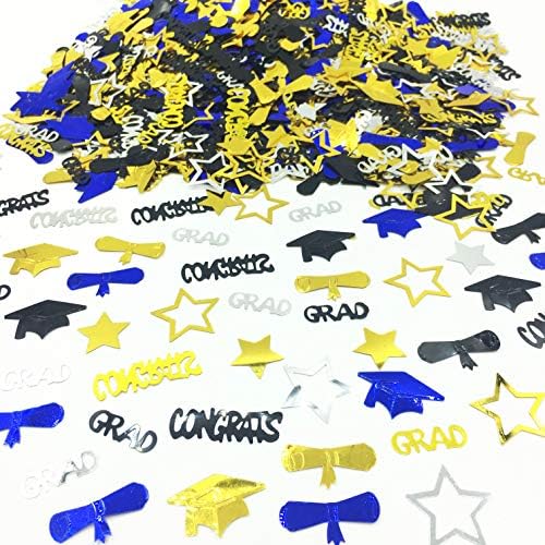סיום סיום קישוט קונפטי למסיבת גראד 1.1 עוז-קונגרטס, גראד, כוכב, כובע סיום, זהב תעודה, שחור, כסף, צבע תערובת כחול