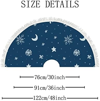 חצאית עץ חג המולד בגודל 48 אינץ 'מצויר ביד פתיתי שלג כוכבי סרזרים