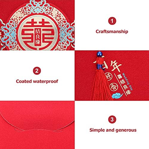 מעטפה אדומה סינית 12 יחידות חתונה סינית חתונה אדומה מעטפות מזל כסף מנות הונג באו אירועים מאושרים מעטפות אדומות כפול כתוב בסינית כיס ארנק