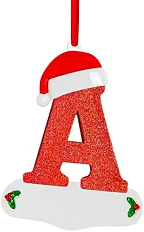 קישוטי עץ חג המולד קישוטים, 26 אותיות באנגלית קישוטים עשה זאת בעצמך תליית עץ חג המולד דקור מכתב אחד עם כובע חג המולד לעץ חג המולד קישוטים למסיבת הווה
