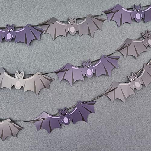 עיתונות המורשת 10ft עטלפים תלויים באנר דו צדדי של מסיבת קישוט ליל כל הקדושים - עטלפים - זר חיצוני - 10ft אורך - 16 דגלים