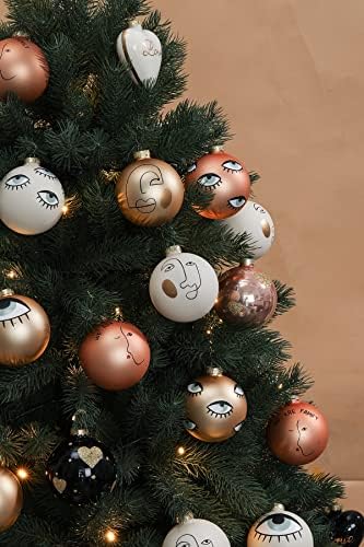קישוטי חג המולד לבנים וזהב קישוטי חג מולד, קישוטי כדור חג המולד בגודל 3.15 אינץ 'לעץ חג המולד, קישוטים לעץ חג המולד מוגדרים לקישוט חג המולד