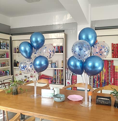 4 סט כחול בלון סטנד, בלון מייצג שולחן, כחול שולחן מרכזי עבור יום אב סיום ילד תינוק מקלחת מין לחשוף מסיבת יום הולדת קישוטים