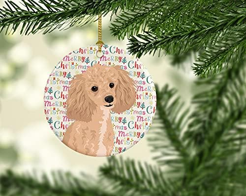 אוצרות קרוליין WDK2230CO1 Poodle צעצוע משמש משמש 1 קישוט קרמיקה לחג המולד, קישוטים לעץ חג המולד, קישוט תלוי לחג המולד, חג, מסיבה, מתנה,