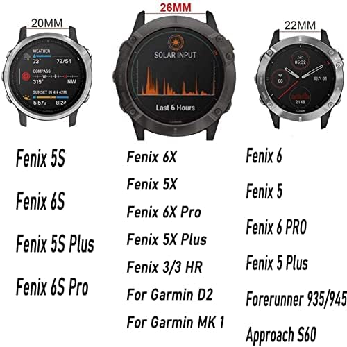 EGSDSE 26 20 22 ממ סיליקון מהיר רצועת שעון רצועת שעון לרצועת Garmin Fenix ​​7x 6x Watch EasyFit Strap Strap