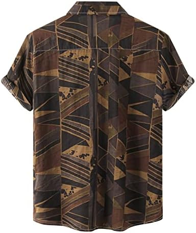 חולצות הוואי גברים, חולצות כפתור לגברים עם שרוול קצר טלאים מזדמנים טלאים מודפסים חולצות דש קיץ מודפסות חולצות נוחות