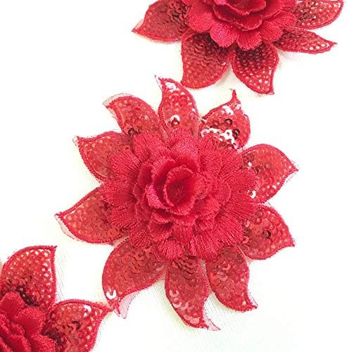 5 יחידות טלאי פרחים סגולים סגולים פאייטים לאמנויות רקמה מלאכת תפירה
