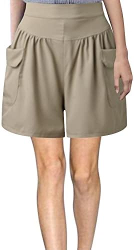 Miashui 20W מכנסי נשים מכנסי נשים קצרים ומותניים מוצקים מכנסי זיעה קצרים בכיס נוח פלוס משרדי בגודל לנשים
