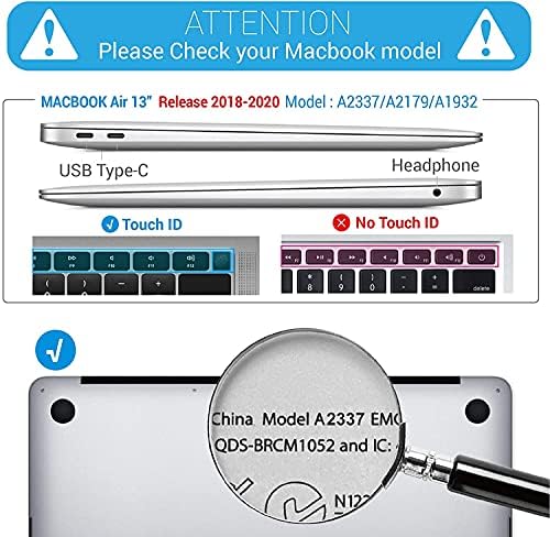 מארז Mingdao תואם לתצוגת רשתית של MacBook Air 13 אינץ 'עם מזהה מגע, מעטפת מגן קשה עם כיסוי מקלדת - ציד צבי 01