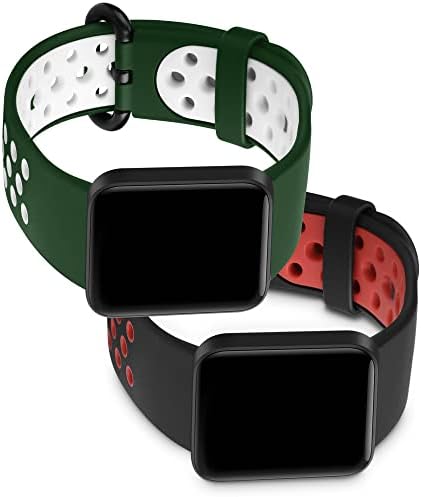 להקות שעון Kwmobile תואמות את Xiaomi Mi Watch Lite/Redmi Watch - סט רצועות של 2 רצועת סיליקון חלופית - שחור/כחול כהה
