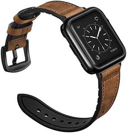 Speidel 42/44 ממ חום בהיר פס שעון יוקרה עם מתאמים שחורים אבזם וכיסוי מגן מארז תואם לשימוש עם סדרת Apple Watch 1,2,3,4,5 ו- 6