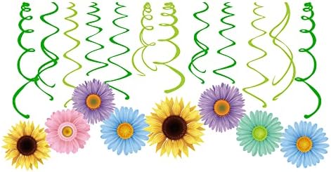 Darneidra תצוגת עיצוב אביב, פרחים תלויים קישוטי מערבולת, מסיבת יום הולדת עם נושא, קישוטים לתקרה לבית, לכיתה, למשרד (20CT）