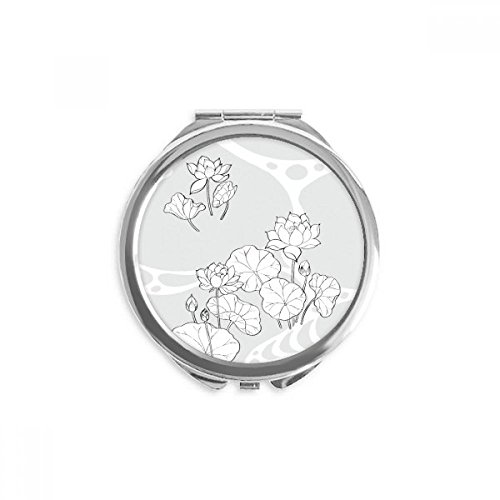 לוטוס לוטוס פרח נהר פרח יד קומפקטי מראה עגול נייד כיס זכוכית