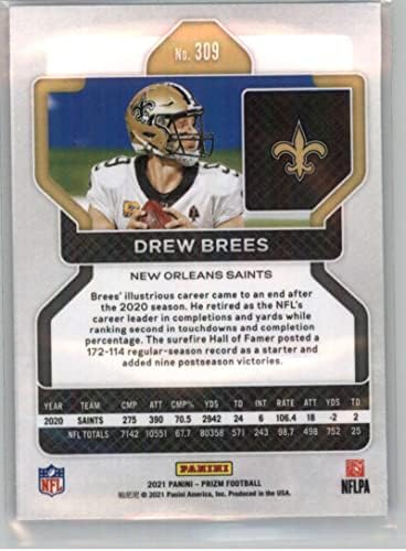 2021 Panini Prizm 309 Drew Brees New Orleans Saints כרטיס מסחר בכדורגל NFL