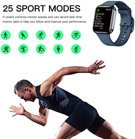 שעון חכם של Loluka לגברים נשים, צג שינה שלבי קלוריות דלפק בקרה מוסיקה ספורט ספורט דיגיטלי שעון שעון שחור גשש כושר לטלפונים של אנדרואיד iOS