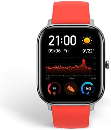 Amazfit GTS Fitness Smartwatch עם צג דופק, חיי סוללה של 14 יום, בקרת מוסיקה, תצוגה 1.65 , מעקב אחר שינה ושחייה, GPS, עמידות בפני מים, התראות חכמות, וורמיליון כתום