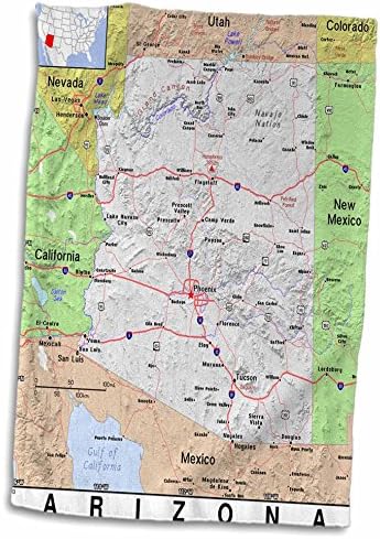 3 דרוז פלורן - מפות מודרניות - הדפס של ערי אריזונה ומפת המדינה - מגבות