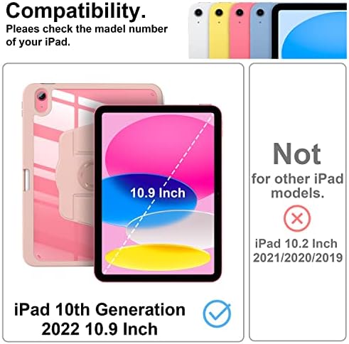SUPVECO IPAD דור העשירי 2022 מארז עם מחזיק עיפרון -, Premium Folio Stand Stand עם זוויות צפייה גמישות עבור Apple iPad 10.9 אינץ '2022 rose זהב