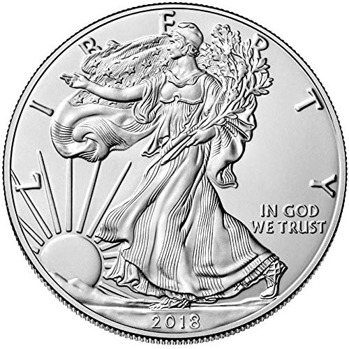 2018 - American Silver Eagle .999 כסף משובח עם תעודת האותנטיות שלנו דולר לא מחולק מנטה