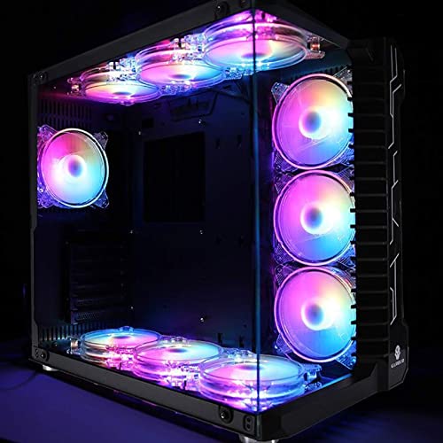 מאוורר מארז RGB, מאוורר מחשב, LED 120 ממ 7 להבים קירור שלדה, פיזור רעש נמוך התקנה פשוטה למארז מחשב, מאוורר רדיאטור נוזלי, מאוורר מארז RGB, מאוורר מחשב, LED 120 ממ 7 להבים CHAS7