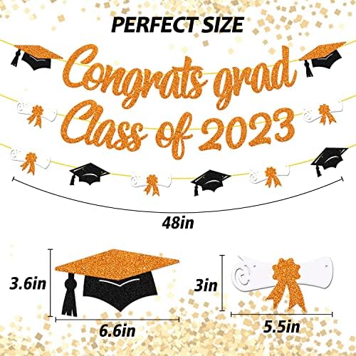 מזל טוב כיתת גראד של 2023 באנר סיום כובע דיפלומה נושא מסיבת קישוט עבור עבור תיכון מכללת אוניברסיטת בכיר 2023 לחגוג ספקי צד