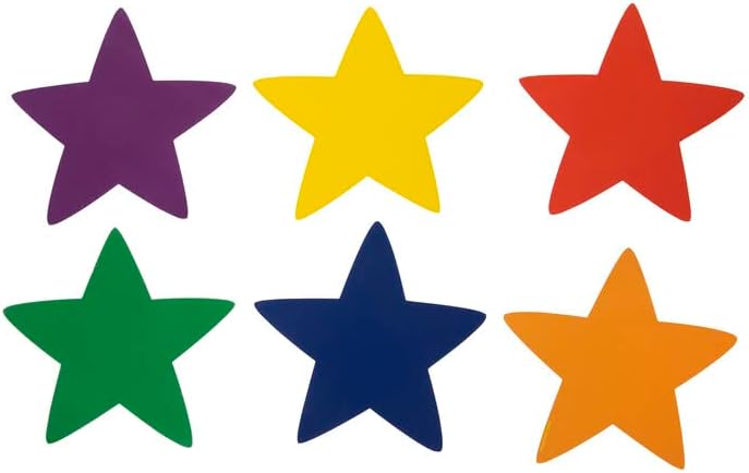 גזרות כוכבים קרטון עלון לוח קרטון מבטא - צורות מלאכה - 6 צבעים - 36 ספירה - 3.5 x 6 אינץ '