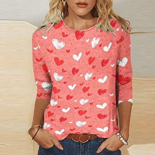 חולצת Tshirt של נשים של האהבה 3/4 שרוול לב גרפי גרפי מודפס חולצות חובבות חובבות חולצות קיץ