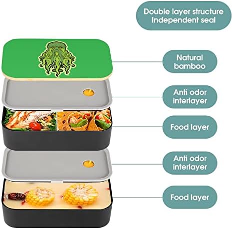 מפלצת ים Cthulhu Bento Bento קופסת ארוחת צהריים דליפת דליפות בנטו קופסאות מזון עם 2 תאים לפיקניק עבודה לא