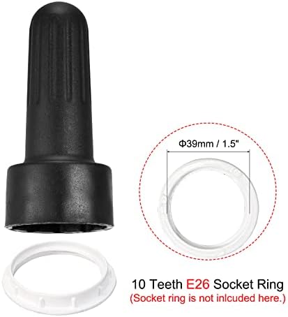 Meccanixity E26 כלי הסרת טבעת שקע לטבעות הברגה בסיס בינוני, אור מחליף אביזרים פלסטיק שחור, חבילה של 5