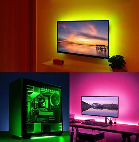 תאורת לד לטלוויזיה, תאורת לד לטלוויזיה בגודל 6.56 רגל תאורה אחורית עם שלט רחוק בעל 44 מקשים לטלוויזיה בגודל 32 אינץ', 5050 אורות לד לטלוויזיה, שולחן, מחשב, עיצוב חדר משחקים
